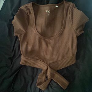 Brown Cropped Short Sleeve